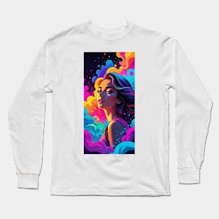 An Illustration of a Woman's Psychedelic Vision - colorful Long Sleeve T-Shirt